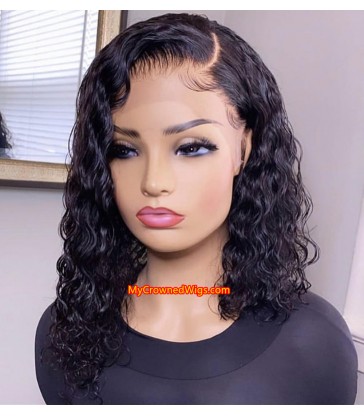 Brazilian virgin human hair curl bob 360 wigs with pre plucked hairline--[MCW366]