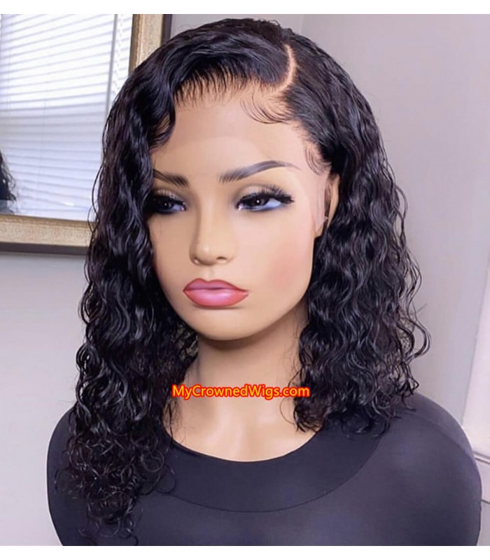 Brazilian virgin human hair curl bob 360 wigs with pre plucked hairline--[MCW366]