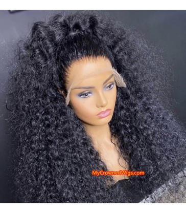 Wet curly 370 lace front human hair wig pre plucked with baby hair long deep parting【MCW387】