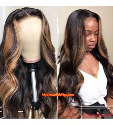 Highlights Ombre Honey Brown Body Wave 360 Lace Wig--【MCWB3】