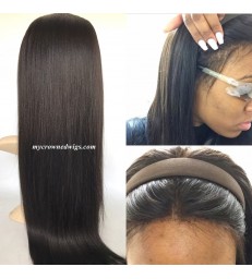 Brazilian virgin light yaki bleached knots lace front wig-[MCW602]