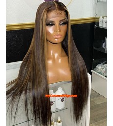 Brazilian virgin Ombre highlights straight 360 lace front wig [BH003]