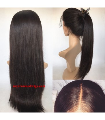 Brazilian virgin silk straight 360 silk top frontal wig -[MCW363]