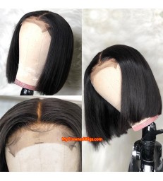 Brazilian virgin human hair 3.5*4 silk based lace closure bob wig [MCW803]