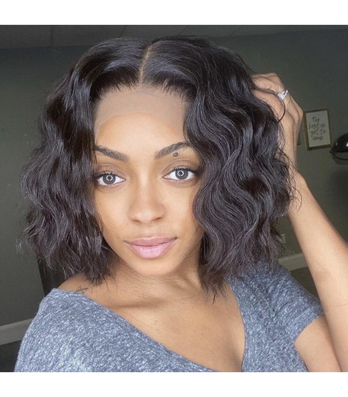 Brazilian Virgin Short Wave Bob 370 lace frontal Wig