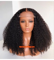 5*5 undetectable tight deep curly HD lace closure human hair wig【hcw002】
