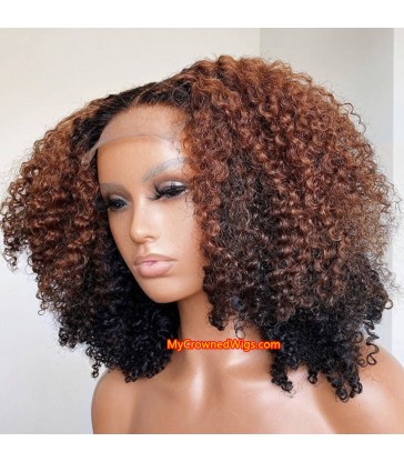 Ombre Curly 360 Human Hair Wig Virgin Hair Pre Plucked Bleach Knots [OC001]