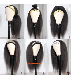Headband Wig Silk Straight Beginner Friendly Virgin Human Hair Wigs 【HW001】