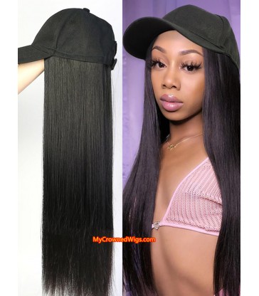 Cap With Straight Hair Synthetic Hair Hat Wig [HW002]