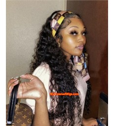 Headband Wig Curly wave Beginner Friendly Virgin Human Hair Wig 【HW002】