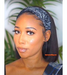Headband Wig Straight Bob Beginner Friendly Virgin Human Hair Wigs 【HW003】