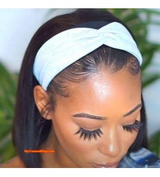 Headband Wig Straight Bob Beginner Friendly Virgin Human Hair Wigs 【HW003】