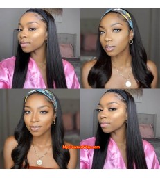 Headband Wig Silk Straight Beginner Friendly Virgin Human Hair Wigs [HW001]