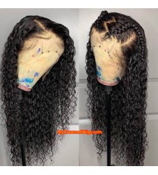 Brazilian virgin curly wave bleached knots lace front wig-[MCW606]