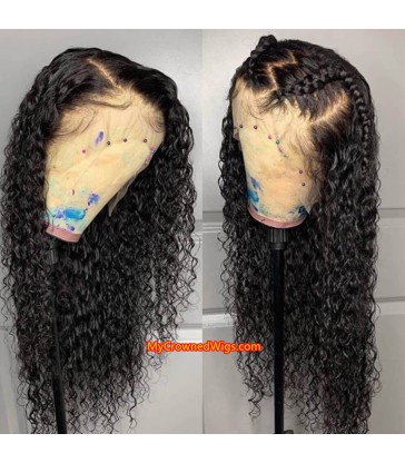 Brazilian virgin curly wave bleached knots lace front wig-[MCW606]