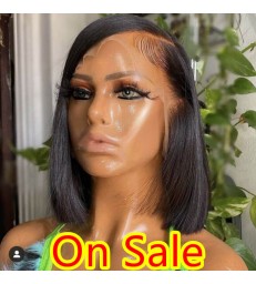 50% OFF---Side Parting Bob 13x6 Lace Frontal Wig 150% Density Pre Plucked Bleached Knots 【LF222】