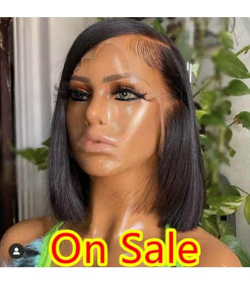 150% Density Lace Front Human Hair Wigs For Black Women 13x6 Short Bob Wig Remy Natural Pre Plucked Bleached Knots 【LF222】