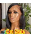 50% OFF---Side Parting Bob 13x6 Lace Frontal Wig 150% Density Pre Plucked Bleached Knots 【LF222】