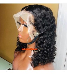 Bob curly 13*6 lace front human hair wig pre plucked with baby hair【MCW381】