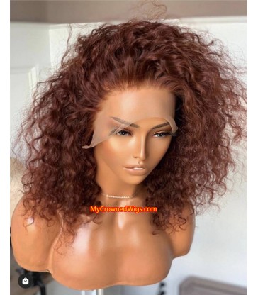 Preplucked hairline colored curly human hair 360 lace front wig [BH008]