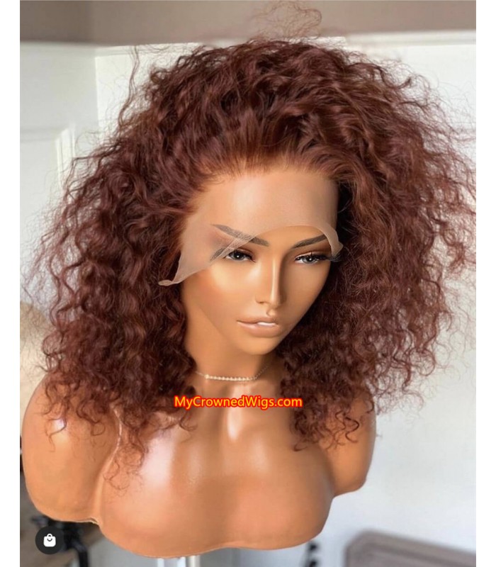 Preplucked hairline colored curly human hair 360 lace front wig [BH008]