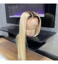613 Color Dark Roots Silk Straight Lace Front Wig -【LF613】