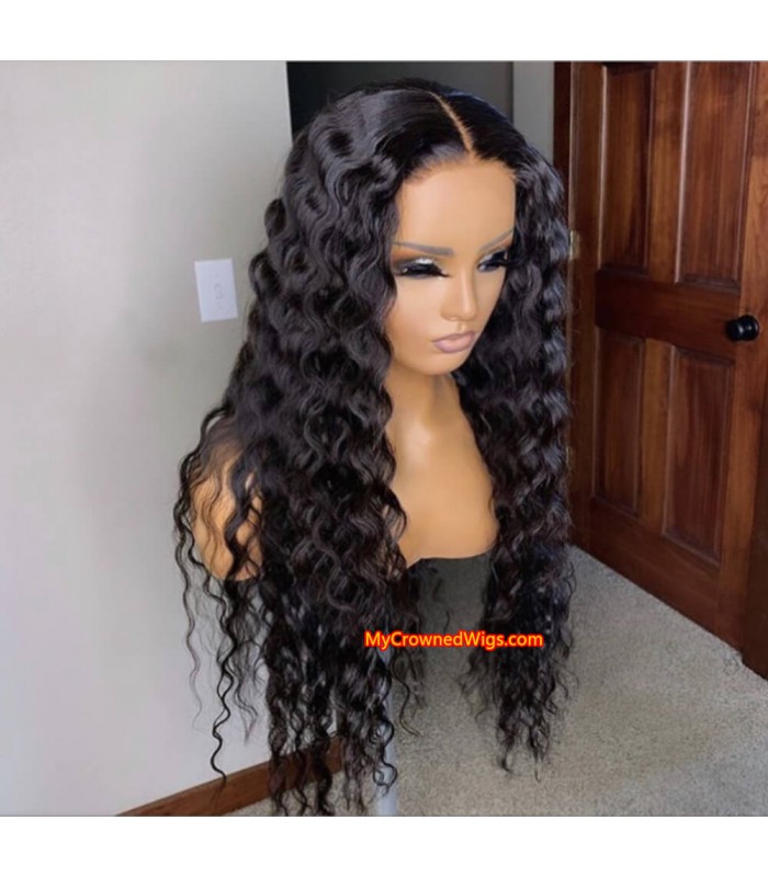 5*5 undetectable beyonce wave HD lace closure human hair wig【hcw004】