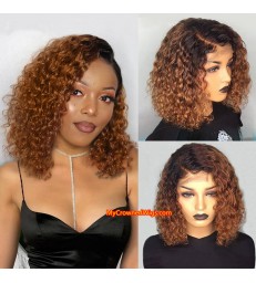 Brazilian Virgin Ombre Color Curly bob Human Hair 360 wigs--[MCWB5]