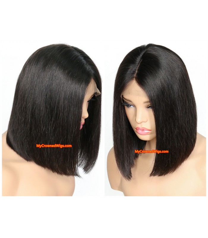 Brazilian Virgin Hair Silk Straight 4x5 Lace Front Blunt Cut Bob