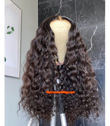 Brazilian virgin natural wave 360 silk top frontal wig -[MCW348]