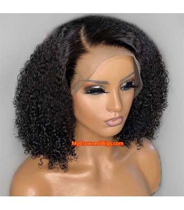 Deep curly 370 lace front human hair wig pre plucked with baby hair long deep parting【MCW377】