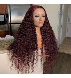 99J Colored Affordable Curly Hair 360 lace Front Wigs Brazilian Virgin Human Hair [MCW104]