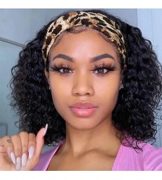 Ready to Wear Headband Wig Curly Bob Beginner Friendly Virgin Human Hair Wigs [HW005]