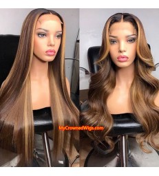 Brazilian virgin highlights color body wave 360 frontal wig -[MCW398]