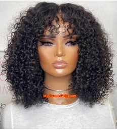 【Best Sellers】Brazilian virgin human hair bang curly 360 wigs--[MCW888]
