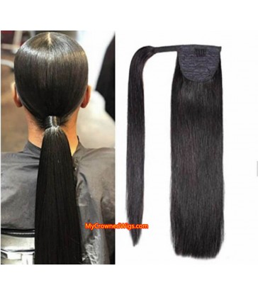 COMBS IN HUMAN HAIR PONYTAIL EXTENSIONS WRAP, PONYTAIL HAIRSTYLE 【MCW926】
