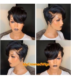 Short Pixie Cut Brazilian Virgin Human Hair Lace Frontal Wigs --[LFW01]