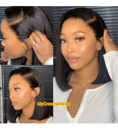 Brazilian virgin side parting straight bob glueless full lace wig [FL001]