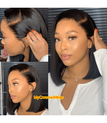 Brazilian virgin side parting straight bob full lace wig [FL001]