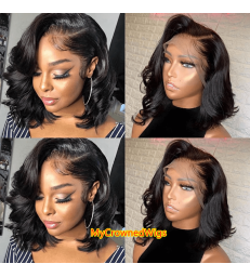 Brazilian Virgin Short Wavy Bob 360 Lace Front Wig With Baby Hair [MCW390]