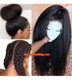 Brazilian Virgin HumanHair Kinky Straight Full Lace Wig -【MCW009】