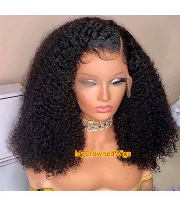 5*5 undetectable water curly HD lace closure human hair wig【hcw110】