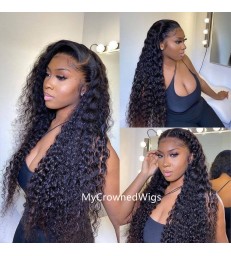 Brazilian virgin deep wave bleached knots full lace wig-[mcw213]