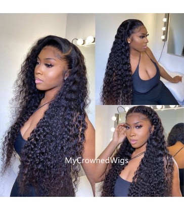 Brazilian virgin deep wave bleached knots full lace wig-[mcw213]