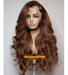 5x5 HD Lace Front Closure Human Hair Wigs Chocolate Brown Loose Wave Wigs【hcw108】