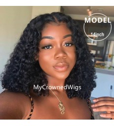 Brazilian virgin deep wave bob bleached knots full lace wig-[mcw002]