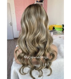 Ombre Ash Blonde Highlights Body Wave 13x4 Lace Front Wig -【CL-9】