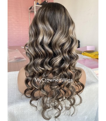 Colored Human Hair Wigs Highlight Ombre Lace Front Wigs For Women[CL-6]
