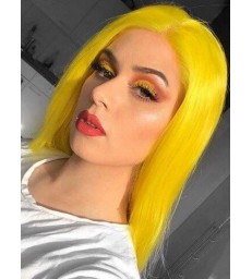 【CLEARANCE】 VIRGIN HAIR SILK STRAIGHT YELLOW COLOR 13X4.5 LACE FRONT WIG