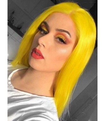 【CLEARANCE】 VIRGIN HAIR SILK STRAIGHT YELLOW COLOR 13X4.5 LACE FRONT WIG